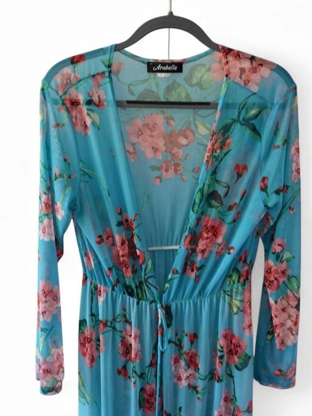 Arabella aqua blue floral cherry blossom dress/wrap with tie waist 🌸💙